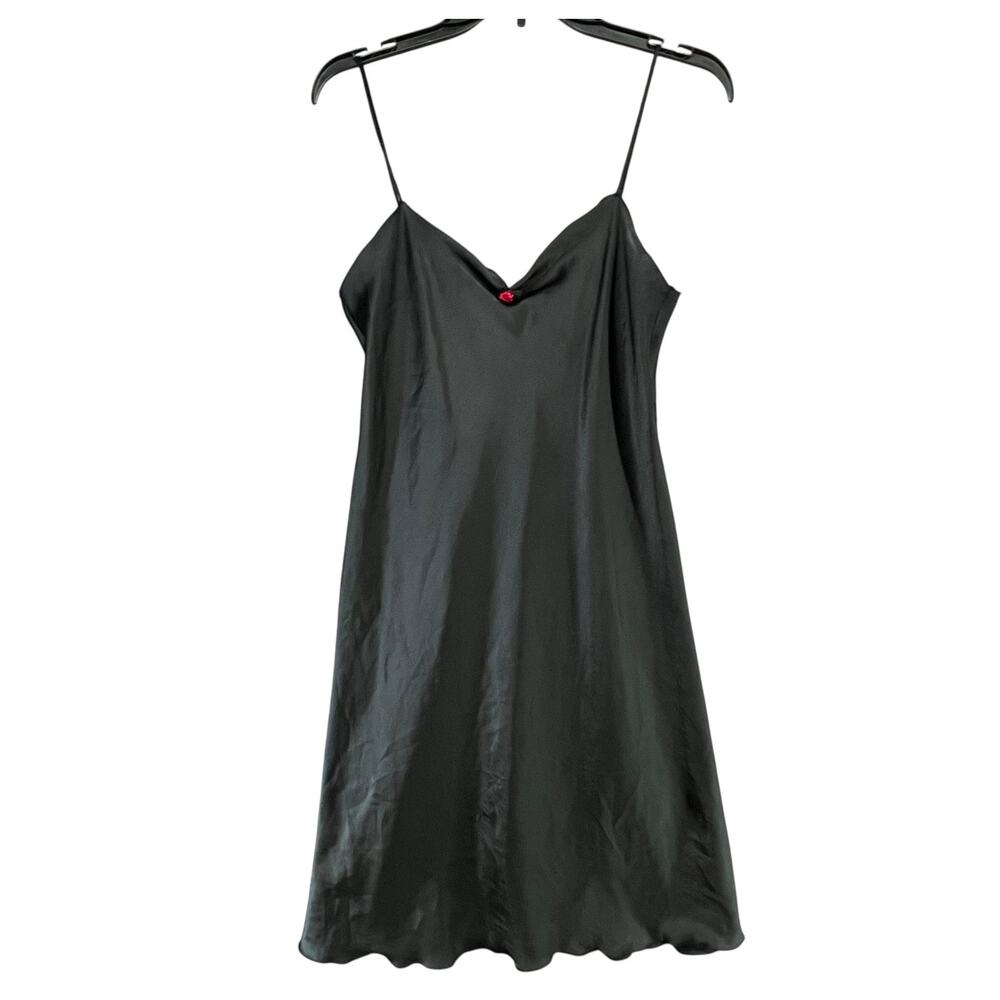 Vintage Sasson Slip Dress Womens S Black Spaghetti Straps Nightgown 90s Classic